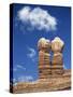 Rock Formations Caused by Erosion and known as the Twin Rocks, at Bluff, Utah, USA-Nigel Callow-Stretched Canvas