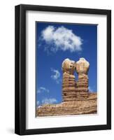 Rock Formations Caused by Erosion and known as the Twin Rocks, at Bluff, Utah, USA-Nigel Callow-Framed Photographic Print