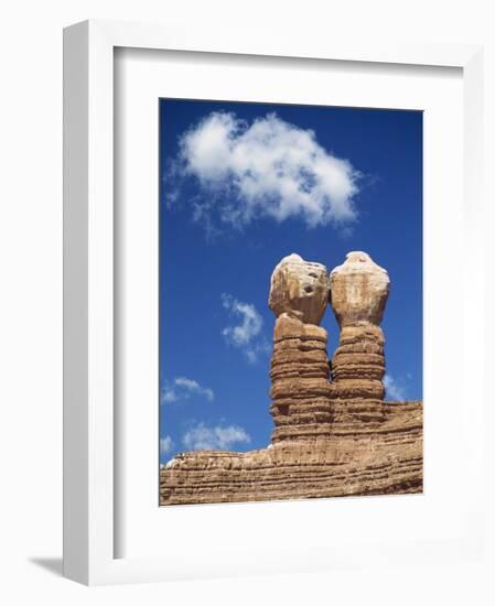 Rock Formations Caused by Erosion and known as the Twin Rocks, at Bluff, Utah, USA-Nigel Callow-Framed Photographic Print