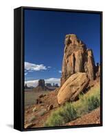 Rock Formations Caused by Erosion in a Desert Landscape in Monument Valley, Arizona, USA-null-Framed Stretched Canvas