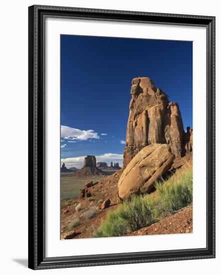 Rock Formations Caused by Erosion in a Desert Landscape in Monument Valley, Arizona, USA-null-Framed Photographic Print