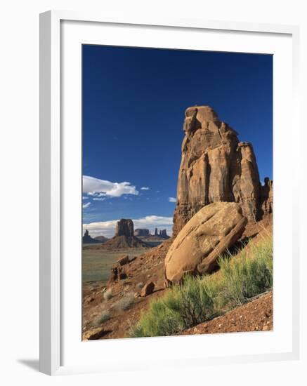 Rock Formations Caused by Erosion in a Desert Landscape in Monument Valley, Arizona, USA-null-Framed Photographic Print