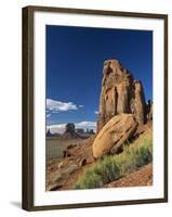 Rock Formations Caused by Erosion in a Desert Landscape in Monument Valley, Arizona, USA-null-Framed Photographic Print