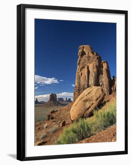 Rock Formations Caused by Erosion in a Desert Landscape in Monument Valley, Arizona, USA-null-Framed Photographic Print