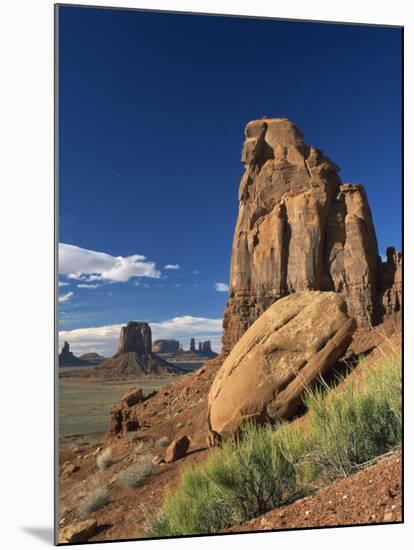 Rock Formations Caused by Erosion in a Desert Landscape in Monument Valley, Arizona, USA-null-Mounted Photographic Print