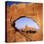 Rock Formations Caused by Erosion, with Turret Arch Seen Through North Window, Utah, USA-Tony Gervis-Stretched Canvas