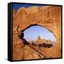 Rock Formations Caused by Erosion, with Turret Arch Seen Through North Window, Utah, USA-Tony Gervis-Framed Stretched Canvas