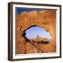 Rock Formations Caused by Erosion, with Turret Arch Seen Through North Window, Utah, USA-Tony Gervis-Framed Photographic Print