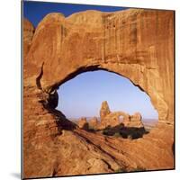 Rock Formations Caused by Erosion, with Turret Arch Seen Through North Window, Utah, USA-Tony Gervis-Mounted Photographic Print