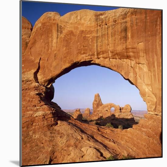 Rock Formations Caused by Erosion, with Turret Arch Seen Through North Window, Utah, USA-Tony Gervis-Mounted Photographic Print