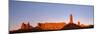 Rock formations in desert at sunset, Valley of the Gods, Colorado Plateau, Great Basin Desert, U...-Panoramic Images-Mounted Photographic Print