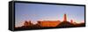 Rock formations in desert at sunset, Valley of the Gods, Colorado Plateau, Great Basin Desert, U...-Panoramic Images-Framed Stretched Canvas