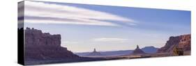Rock formations in desert under blue sky, Valley of the Gods, Colorado Plateau, Great Basin Dese...-Panoramic Images-Stretched Canvas
