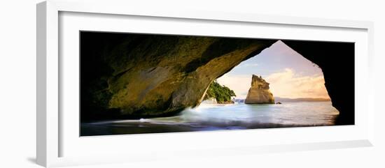 Rock Formations in the Pacific Ocean, Cathedral Cove, Coromandel, East Coast, North Island-null-Framed Photographic Print