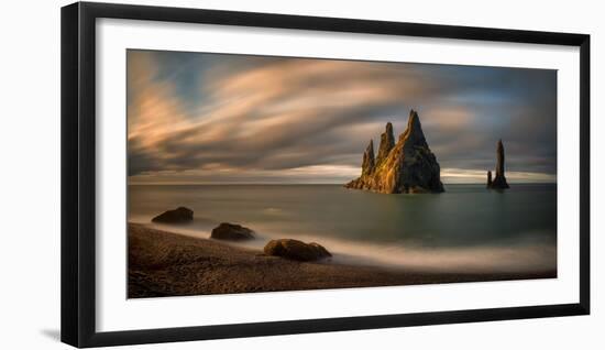 Rock formations in the sea, Reynisfjara Beach, Iceland-null-Framed Photographic Print