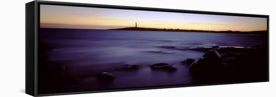 Rock Formations in the Sea with a Lighthouse in the Background, Cape Leeuwin, Western Australia-null-Framed Stretched Canvas