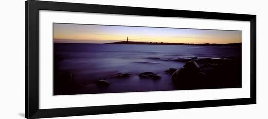 Rock Formations in the Sea with a Lighthouse in the Background, Cape Leeuwin, Western Australia-null-Framed Photographic Print