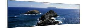 Rock Formations in the Sea with an Island in the Background, Desirade Island, Pointe Des Chateaux, -null-Mounted Photographic Print
