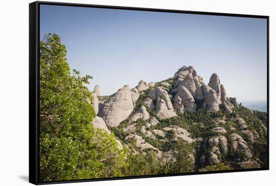 Rock Formations Of Montserrat Natural Park. Barcelona Province. Catalonia. Spain-Oscar Dominguez-Framed Stretched Canvas