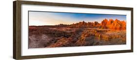 Rock Formations on a Landscape at Sunrise, Door Trail, Badlands National Park, South Dakota, USA-null-Framed Photographic Print