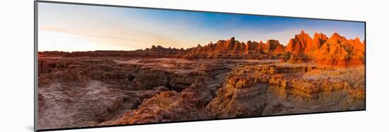 Rock Formations on a Landscape at Sunrise, Door Trail, Badlands National Park, South Dakota, USA-null-Mounted Photographic Print