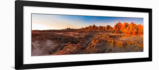 Rock Formations on a Landscape at Sunrise, Door Trail, Badlands National Park, South Dakota, USA-null-Framed Photographic Print