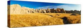 Rock Formations on a Landscape, Prairie Wind Overlook, Badlands National Park, South Dakota, USA-null-Stretched Canvas