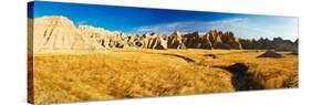 Rock Formations on a Landscape, Prairie Wind Overlook, Badlands National Park, South Dakota, USA-null-Stretched Canvas