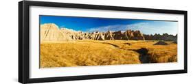 Rock Formations on a Landscape, Prairie Wind Overlook, Badlands National Park, South Dakota, USA-null-Framed Premium Photographic Print