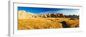 Rock Formations on a Landscape, Prairie Wind Overlook, Badlands National Park, South Dakota, USA-null-Framed Photographic Print