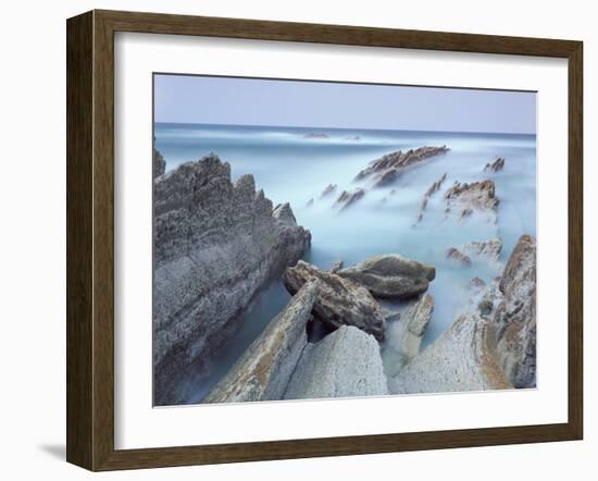 Rock Formations on Atxabiribil Beach, Basque Country, Bay of Biscay, Spain, October 2008-Popp-Hackner-Framed Photographic Print