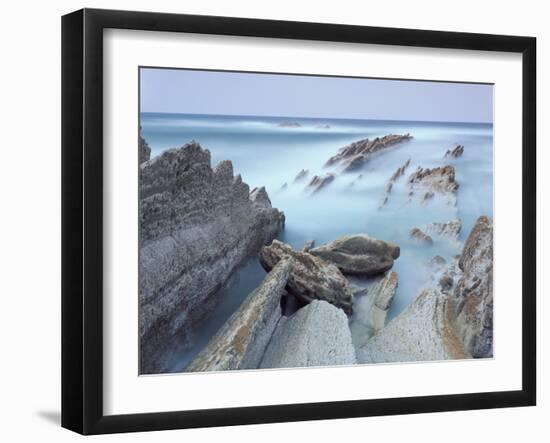 Rock Formations on Atxabiribil Beach, Basque Country, Bay of Biscay, Spain, October 2008-Popp-Hackner-Framed Photographic Print