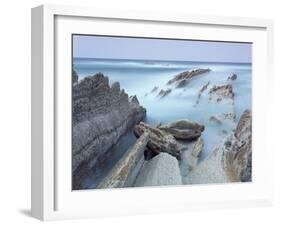 Rock Formations on Atxabiribil Beach, Basque Country, Bay of Biscay, Spain, October 2008-Popp-Hackner-Framed Photographic Print