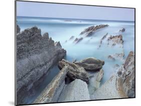 Rock Formations on Atxabiribil Beach, Basque Country, Bay of Biscay, Spain, October 2008-Popp-Hackner-Mounted Photographic Print