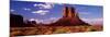 Rock Formations on Landscape, the Mittens, Monument Valley Tribal Park, Monument Valley, Utah, USA-null-Mounted Photographic Print