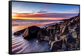 Rock formations on the beach at sunrise, Baja California Sur, Mexico-Panoramic Images-Framed Stretched Canvas