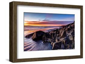 Rock formations on the beach at sunrise, Baja California Sur, Mexico-Panoramic Images-Framed Photographic Print