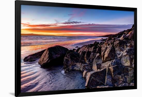 Rock formations on the beach at sunrise, Baja California Sur, Mexico-Panoramic Images-Framed Photographic Print