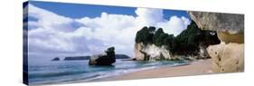 Rock Formations on the Beach, Cathedral Cove, Coromandel Peninsula, North Island, New Zealand-null-Stretched Canvas