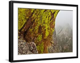 Rock Formations Seen Beyond Lichen Covered Rocks on the First Flatiron Above Boulder, Colorado.-Ethan Welty-Framed Photographic Print