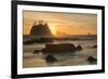 Rock Formations Silhouetted At Sunset On The Pacífic Coast Of Olympic National Park-Inaki Relanzon-Framed Photographic Print