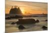 Rock Formations Silhouetted At Sunset On The Pacífic Coast Of Olympic National Park-Inaki Relanzon-Mounted Photographic Print