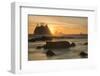 Rock Formations Silhouetted At Sunset On The Pacífic Coast Of Olympic National Park-Inaki Relanzon-Framed Photographic Print