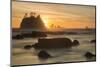 Rock Formations Silhouetted At Sunset On The Pacífic Coast Of Olympic National Park-Inaki Relanzon-Mounted Photographic Print