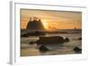 Rock Formations Silhouetted At Sunset On The Pacífic Coast Of Olympic National Park-Inaki Relanzon-Framed Photographic Print