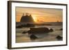 Rock Formations Silhouetted At Sunset On The Pacífic Coast Of Olympic National Park-Inaki Relanzon-Framed Photographic Print