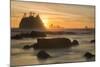 Rock Formations Silhouetted At Sunset On The Pacífic Coast Of Olympic National Park-Inaki Relanzon-Mounted Photographic Print