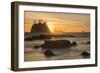 Rock Formations Silhouetted At Sunset On The Pacífic Coast Of Olympic National Park-Inaki Relanzon-Framed Photographic Print