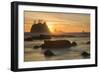 Rock Formations Silhouetted At Sunset On The Pacífic Coast Of Olympic National Park-Inaki Relanzon-Framed Photographic Print