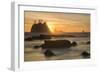 Rock Formations Silhouetted At Sunset On The Pacífic Coast Of Olympic National Park-Inaki Relanzon-Framed Photographic Print